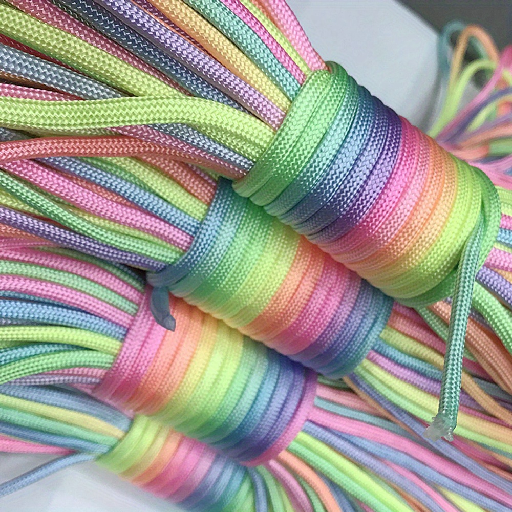 

1pc 5m/16.4 Ft Fluorescent Rainbow Paracord, 7-core Gradient Light Multicolor Rope, Diy Crafts & Clothing Accessories, 4mm Thickness