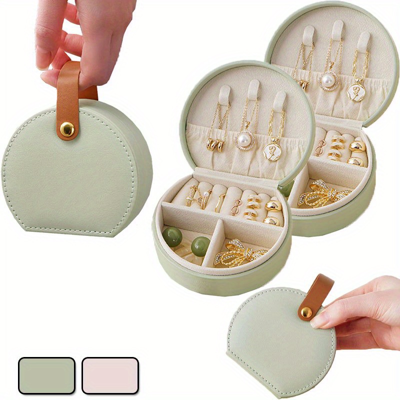 

Mini Hand-held Jewelry Organizer, Portable Travel Ladies Jewelry Box For Rings, Pendants, Earrings, Necklaces, Bracelets