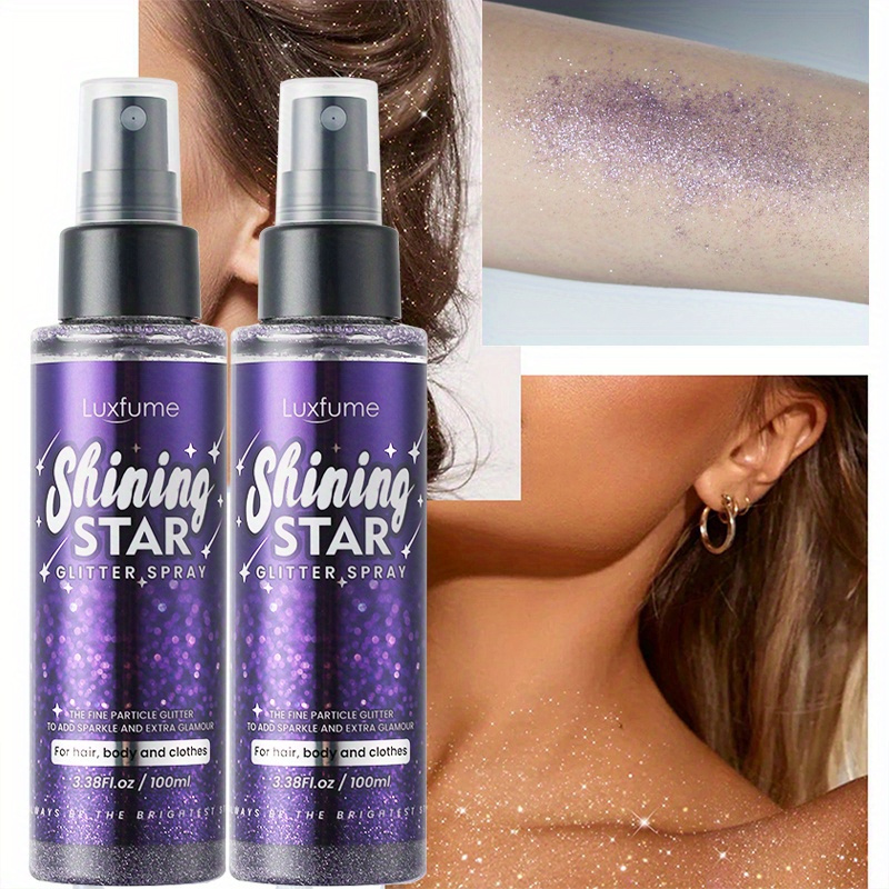 Elaimei Shiny Glitter Spray Long Lasting, Glitter Powder Spray for Hair Body Skin and Clothes,Waterproof & Skin Friendly, Silver