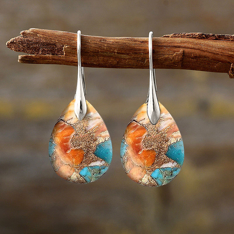 TEMU 2pcs Fashion Retro Earrings Turquoise Earrings Bohemian Earrings Jewelry Women's Earrings Jewelry Birthday Anniversary Gift For Lovers