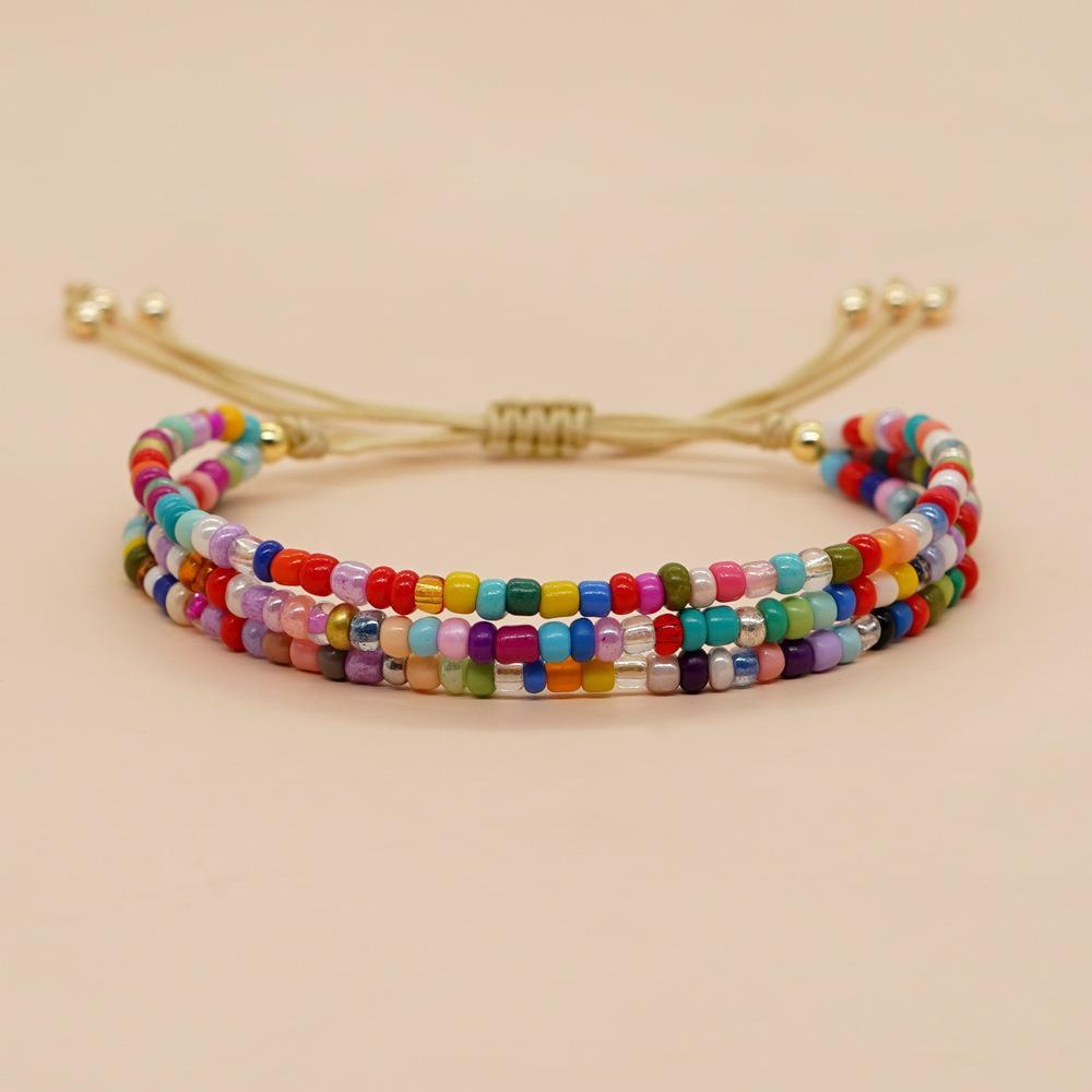 Image of A Hand-woven Friendship Bracelet For Women Featuring Colorful Beads In A Bohemian Style, European And , In Stock