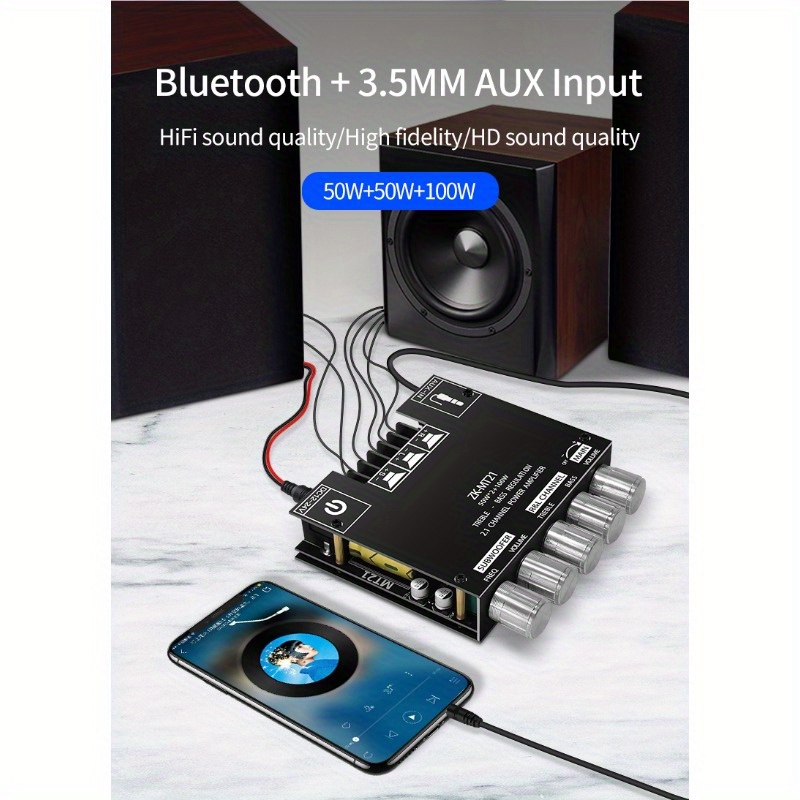 ZK-TB21 High Power 2.1 Channel Bluetooth Digital Amplifier Board 50WX2