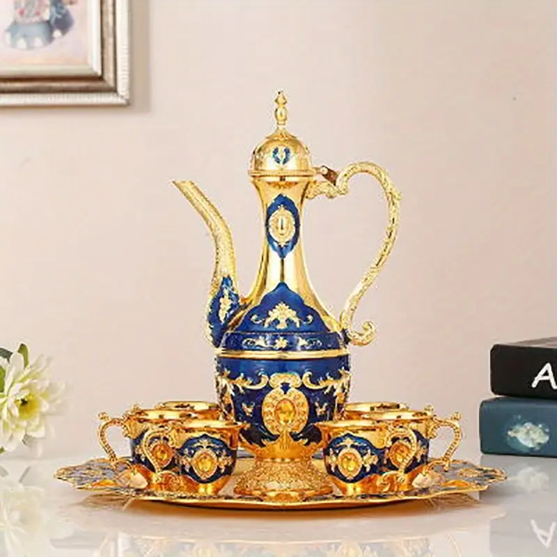 6pcs cups 1pc 1pc saucer in 1 set of european home wedding luxury wine set metal set ornaments christmas tableware for restaurant details 3