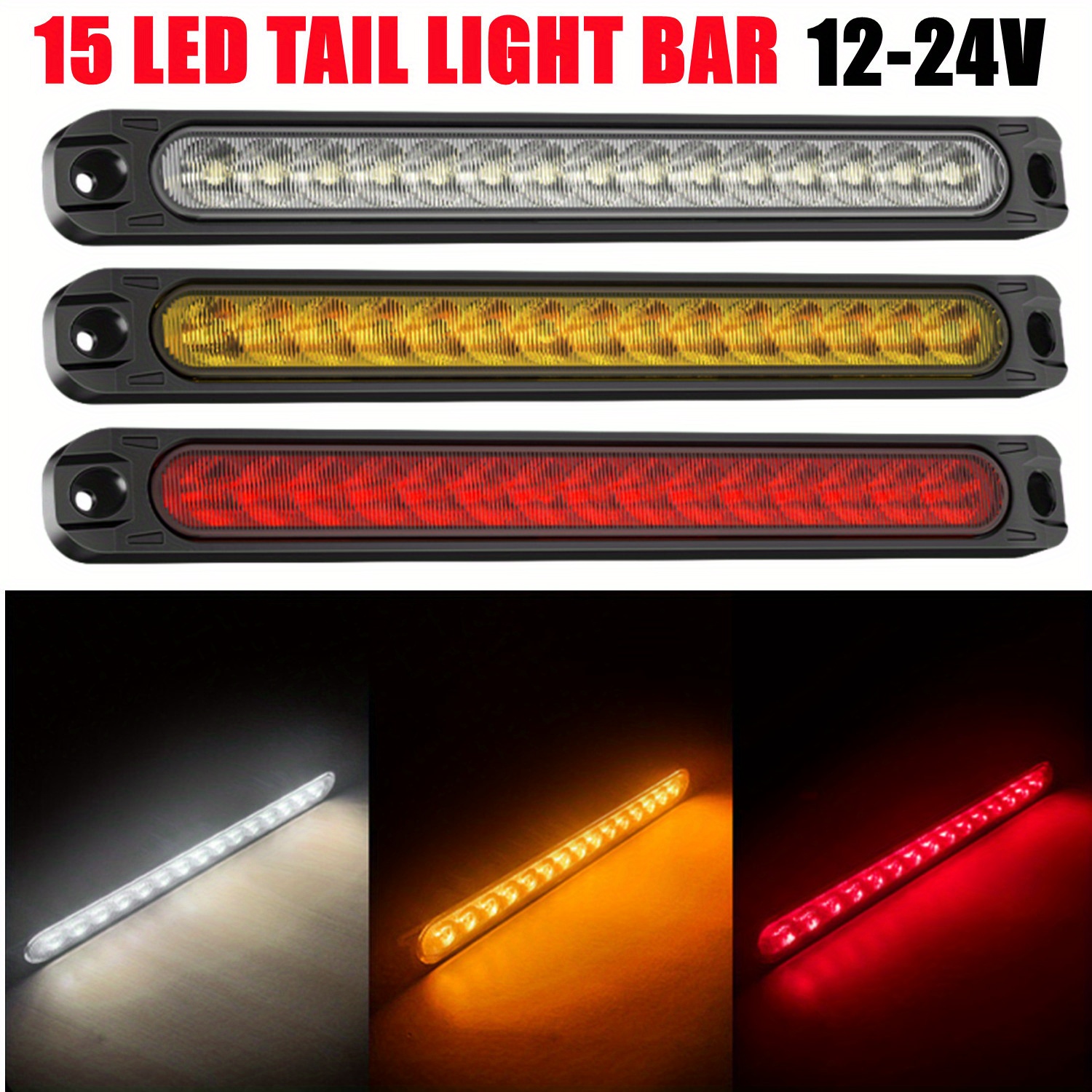 8-Inch Amber + Red LED Motorcycle Sequntial Turn Signal Brake Tail Light  Strip