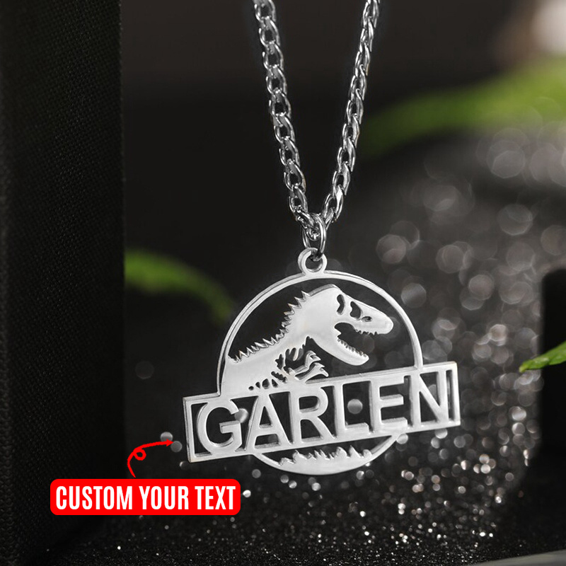

Customized Name Necklace Personalized Dinosaur Pendant Necklace Jewelry Gift For Women Boyfriend (customied Only English Language)