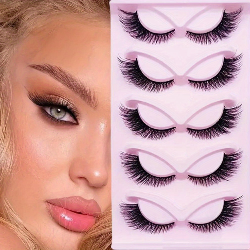 

5 Pairs Cat Eye Lashes Wispy Fake Lashes Fluffy Cat Eye Lashes Extensions False Eyelashes