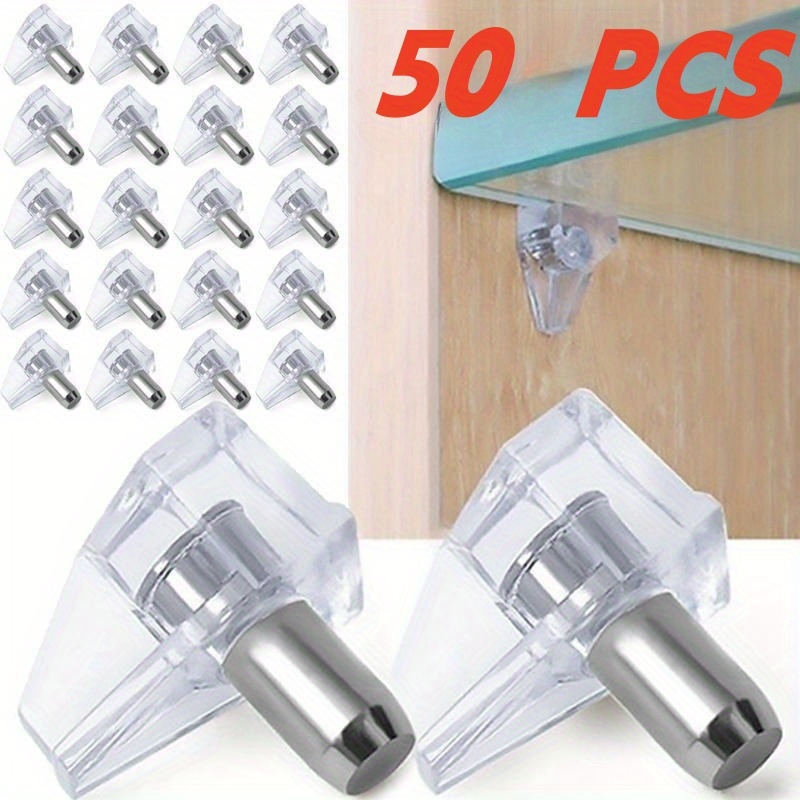 

50pcs Transparent Shelf Pegs, Plastic Laminate Support Cabinet Shelves Glass Plate Support Furniture Hardware