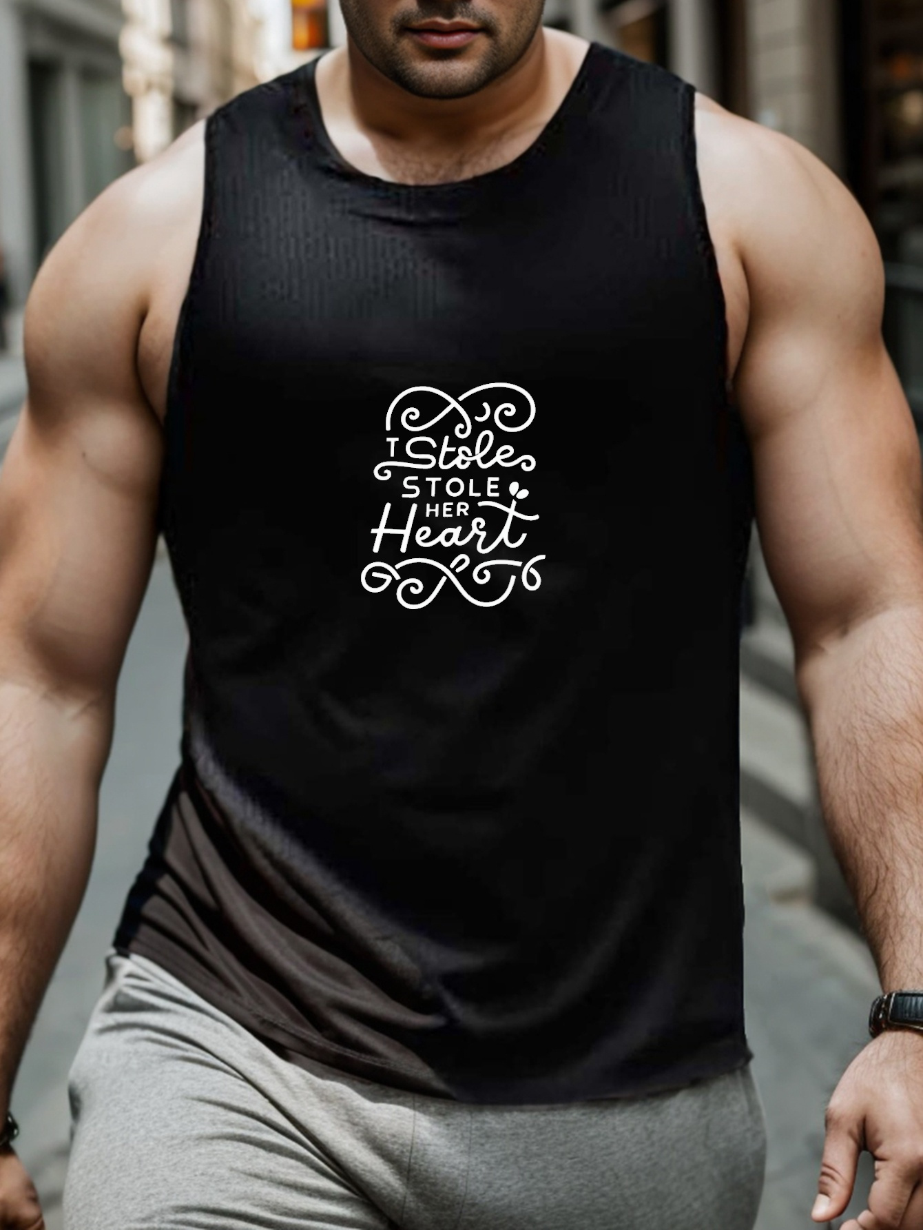 Plus Size Mens Casual Tank Top Creative Letters Graphic Temu Canada