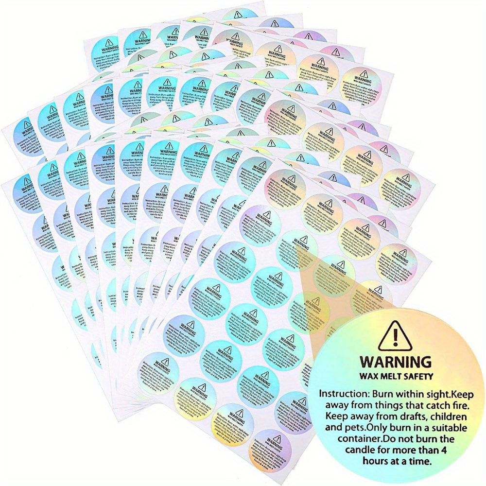 200pcs/pack Scented Candle Label, 4 Designs Golden Leaf Candle Bottle Label  With Laser Warning Label