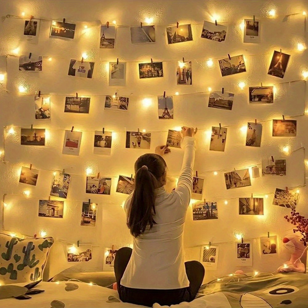 

1 Pack, Photo Clip String Lights, Battery Operated, For Hanging Photos, Pictures, Cards, Memo, Teens, Girls Birthday, Bedroom, Party, Christmas Gift Decoration (warm White)