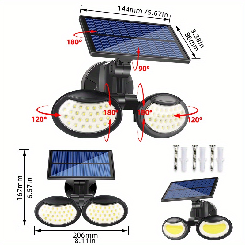 1pc Luce Strada A Led Ricaricabile Solare Nera 46/57 Perline - Temu Italy