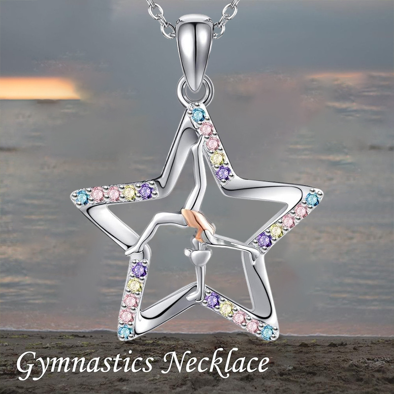 gymnastics player detail star pendant necklace jewelry   enthusiasts 0