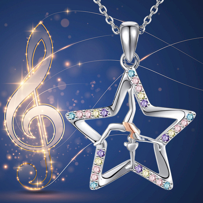 gymnastics player detail star pendant necklace jewelry gift for dance enthusiasts details 1