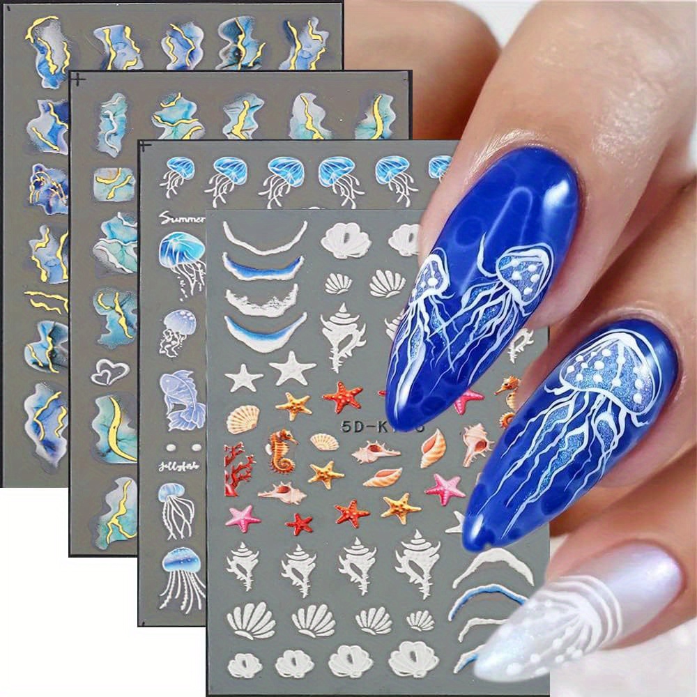 TOMICCA Nail Stickers for Kids - Nail Art Stickers, 12 Sheets Cute Animals  Nail Design Stickers, 3D Self-Adhesive DIY Nail Art Decoration Set for Girls