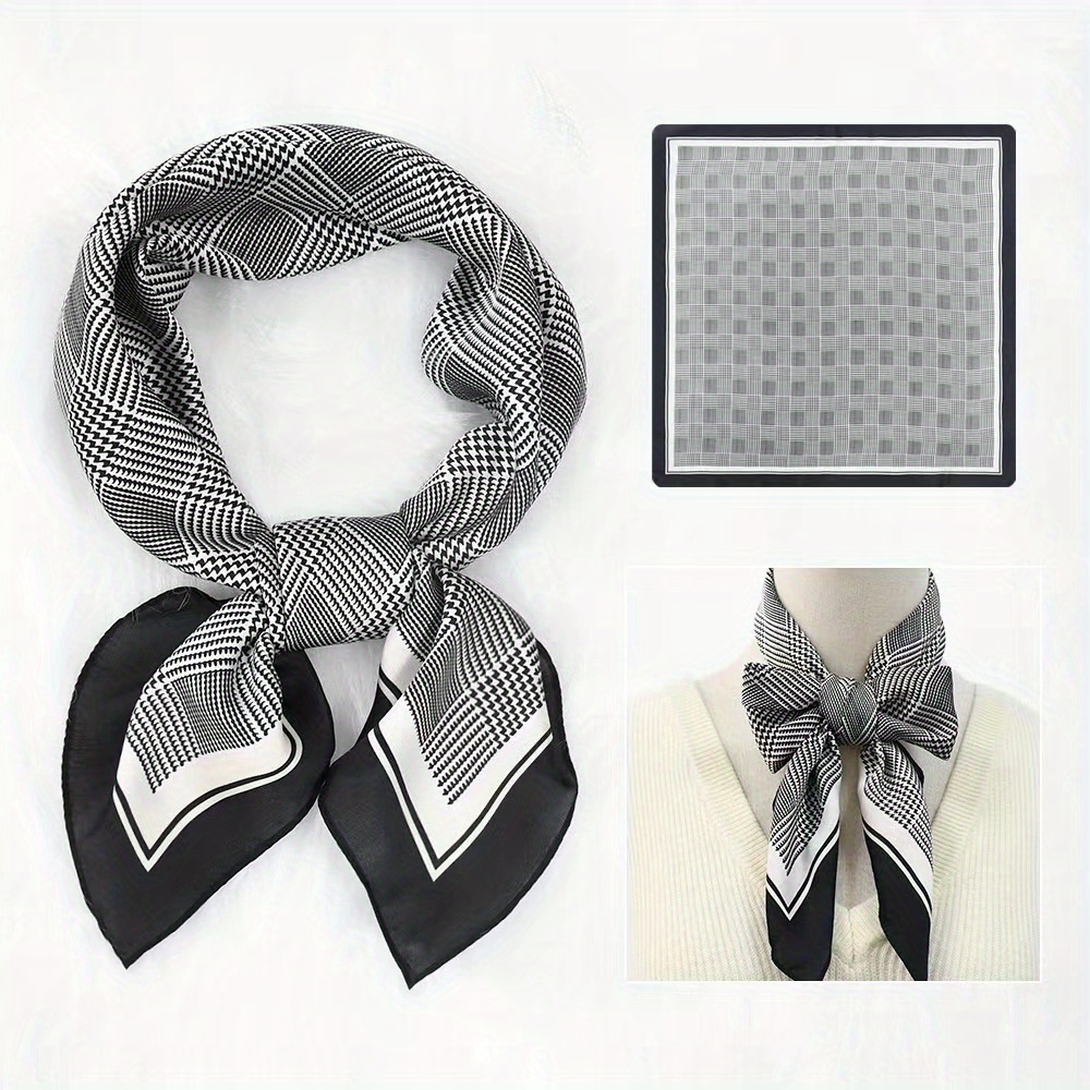 

27.6" Elegant Line Square Scarf, Thin Breathable Decorative Neck Scarf, Outdoor Windproof Sunscreen Headscarf For Women