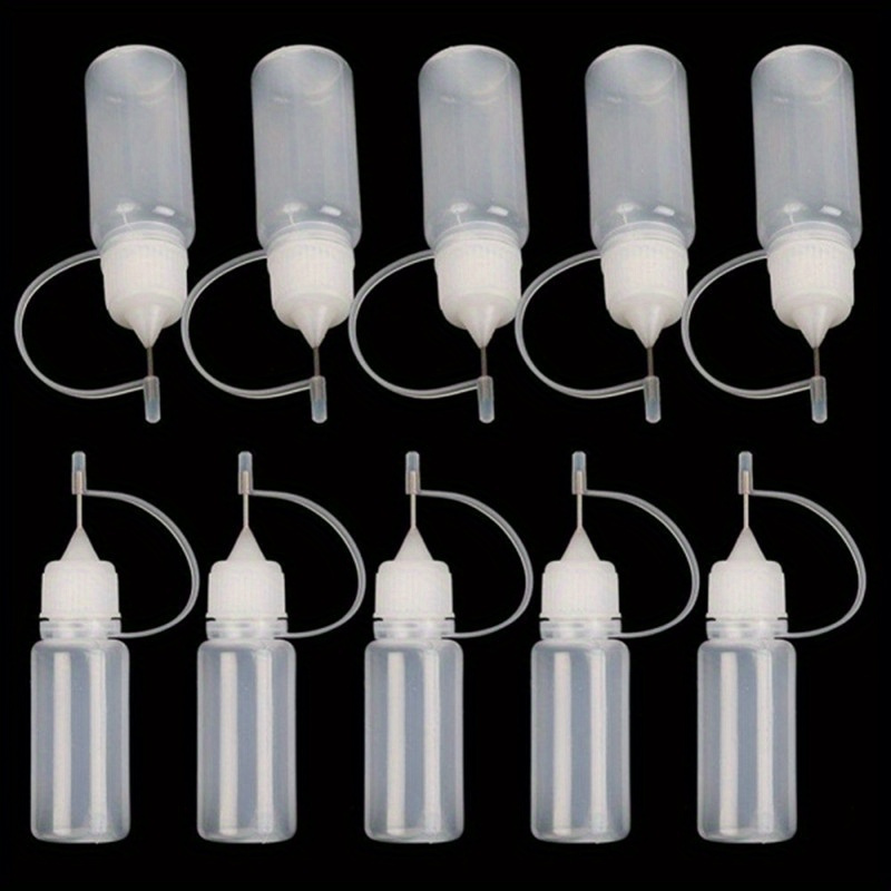 10pcs 10ml Craft Tool Empty Plastic Bottle Glue Applicator Needle Tip Squeeze Extrusion Bottle Suitable For Quilting Of Paint Paper Glue Ink Liquid Storage Bottle