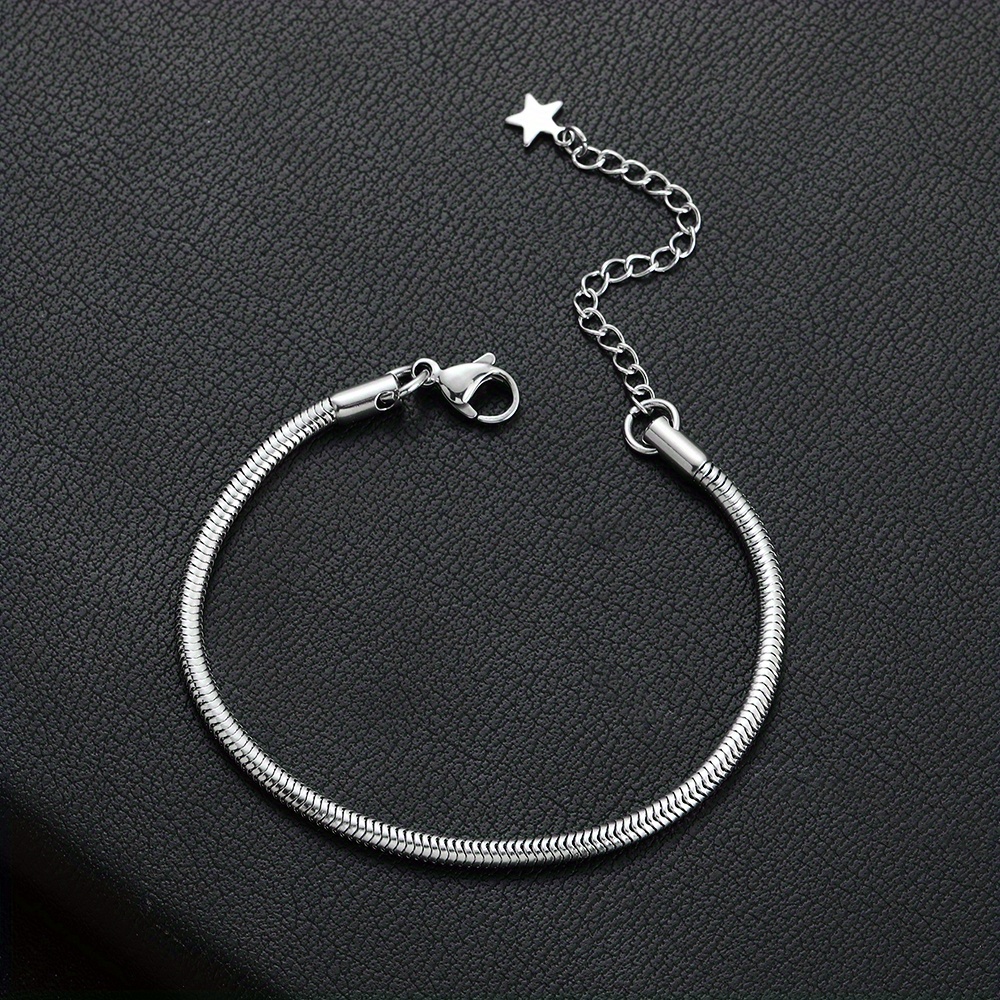 

1pc Width 3mm Stainless Steel Bracelet, Fashion Jewelry For Men And Women, Birthday Party Gifts