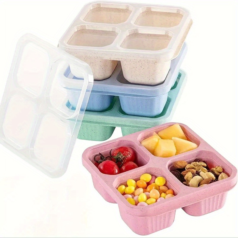 Lunch Box Four grid Transparent Snack Storage Box Clear Lid - Temu