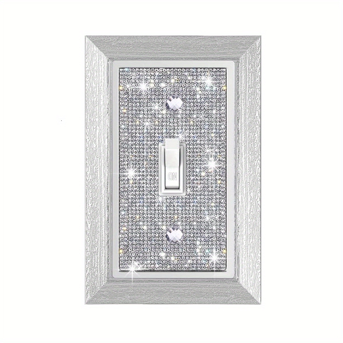 

1pc Bling Silver Wood Frame Rhinestone Light Switch Cover, Shiny Crystal Sparkle Wall Plate Cover