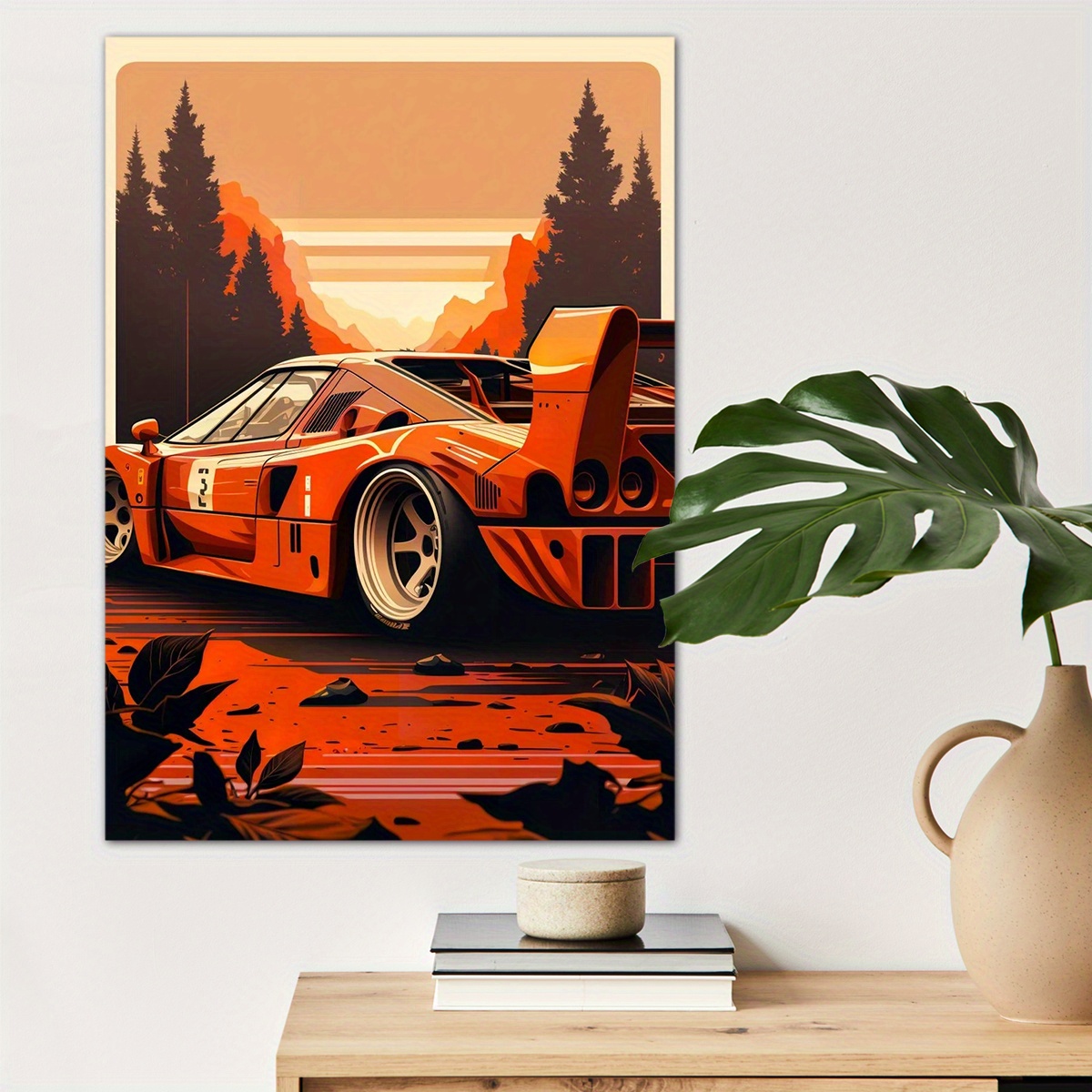 

1pc Yellow Retro Sports Car Poster Canvas Wall Art For Home Decor, Car Lovers Poster Wall Decor Roadster Canvas Prints For Living Room Bedroom Kitchen Office Cafe Decor, Perfect Gift And Decoration