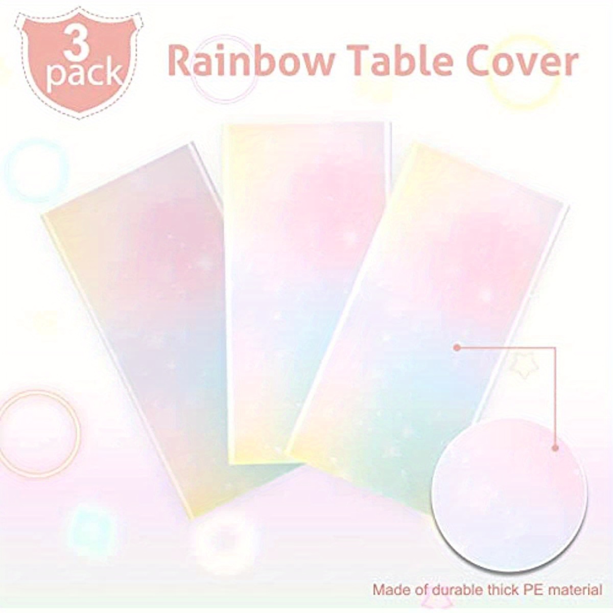 

3pcs, Pastel Rainbow Tablecloths, Disposable Tablecloth, Waterproof Plastic Table Cover, Pastel Rainbow Party Decorations, Pastel Party Supplies For Birthday Wedding Bridal Shower Party, 108 X 54 Inch