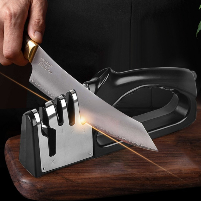 longzon Aiguiseur Couteaux, 4 en 1 Affuteur Couteau Professionnel avec une  paire de Gants Anti-coupure, eguiseur de couteau pour Ciseaux et Couteaux  de Cuisine de Différentes Tailles : : Cuisine et Maison