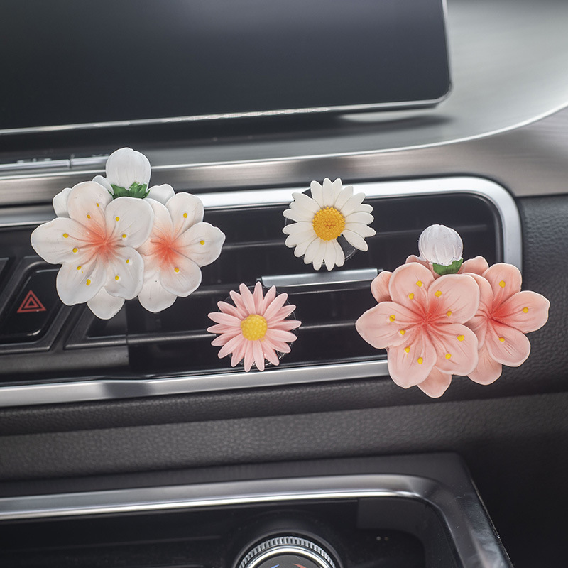 YOUNLEN Gänseblümchen Blume Auto Lufterfrischer Clip,Auto-Dekorationszubehör,geeignet  für Lüftungsschlitze von Auto-Klimaanlagen, 8 Stück (Schwarz) : :  Auto & Motorrad
