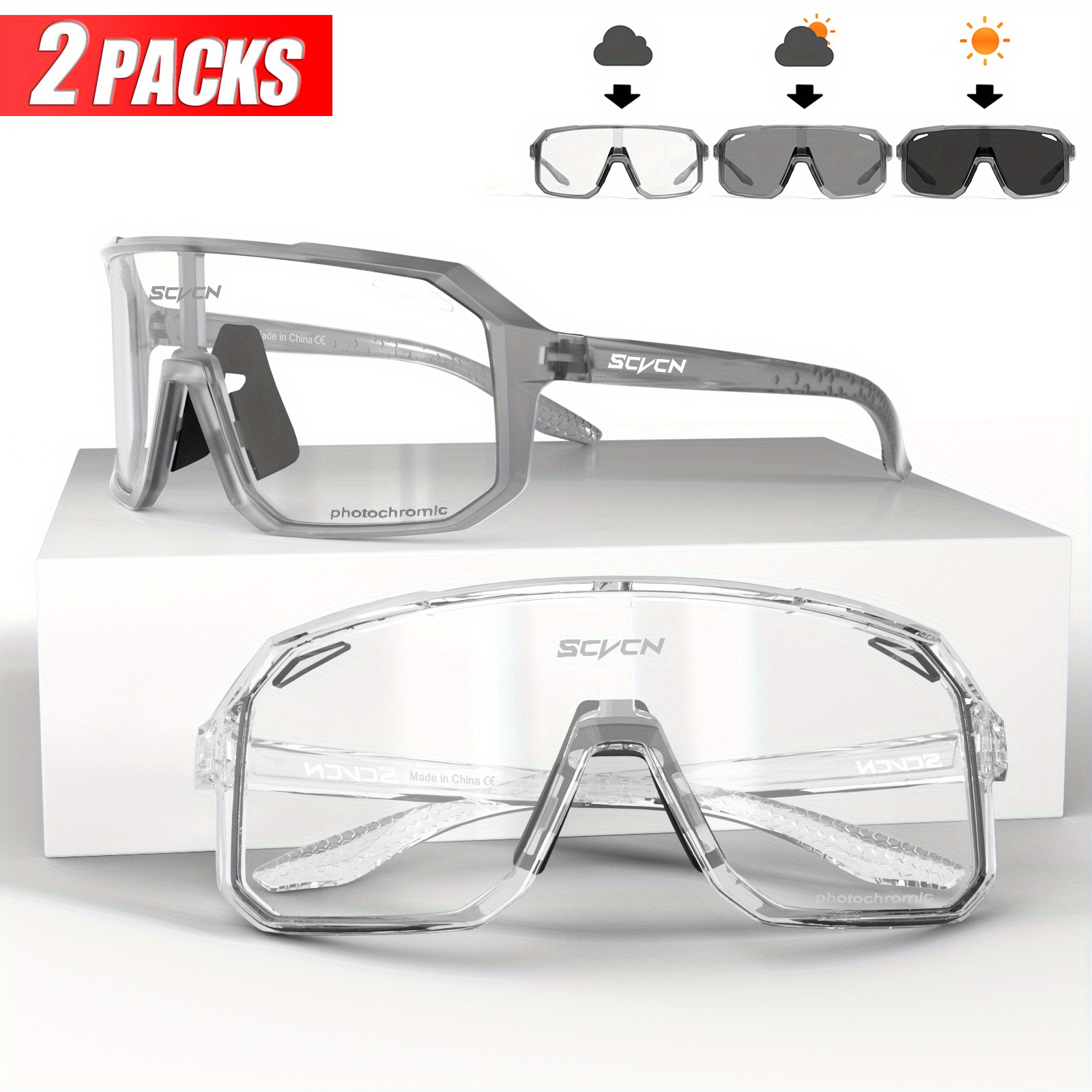 2Pack Cycling Bicycle Men Sunglasses Polarized UV400 Glass Bike Goggles  UV400