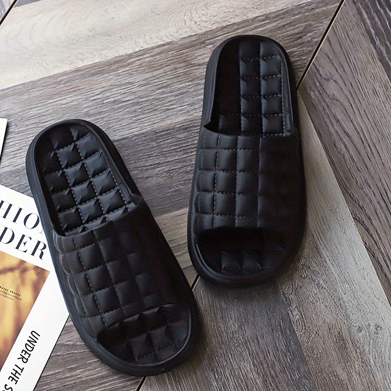 

Men's Solid Eva Slides, Non Slip Quick-drying Open Toe Slippers For Indoor Walking And Bathroom Shower