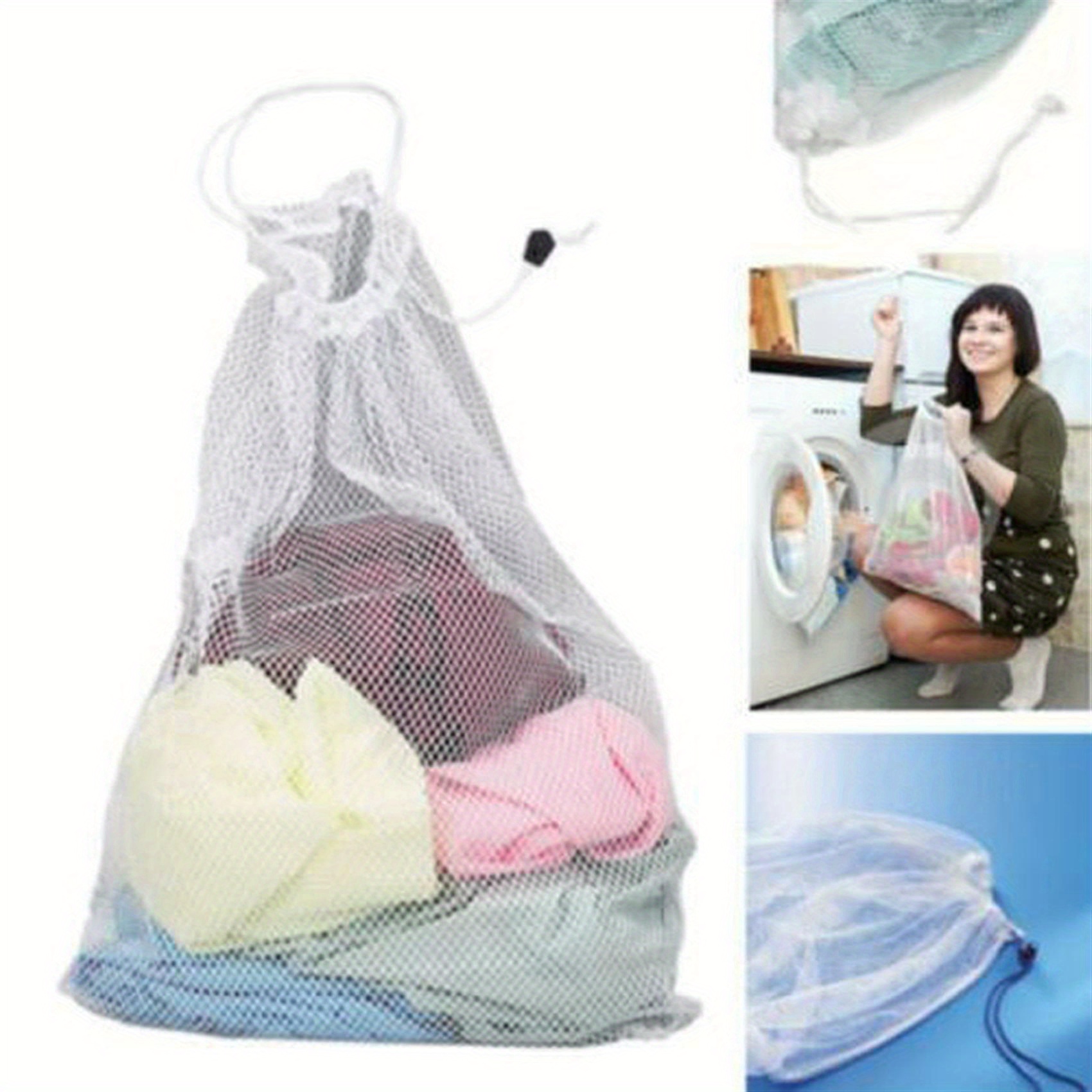 Mesh Laundry Bag Drawstring Large Laundry Bags Dedicates Bra - Temu Canada