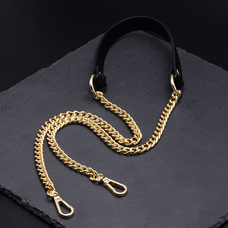 

1pc 47.24inch Bag Metal Chain Replacement Pu Leather Bags Straps Diy Handbag Handles Shoulder Straps Bags Handles Versatile Fashion Accessories