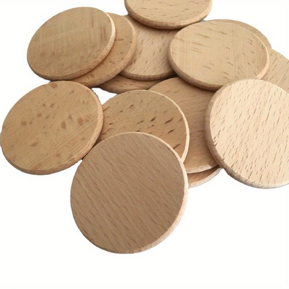  12 PCS Unfinished Round Wood Coasters, SIJDIEE 4 Inch Blank  Wooden Coaster Crafts with Non-Slip Silicon Dots for DIY Stained Painting  Wood Engraving Home Decoration