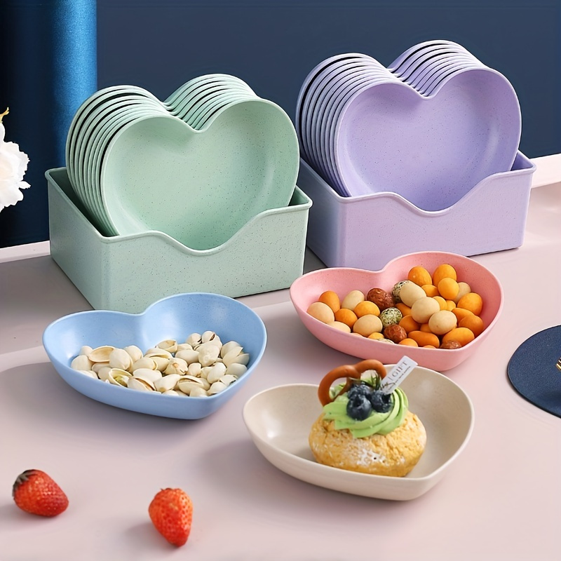 

5pcs Pp Heart Shaped Serving Tray, Fruit Plate, Dessert Plate, Cake Plate, Snack Plate, Pickle Plate, Cake Plate, Kitchen Stuff, Kitchen Supplies