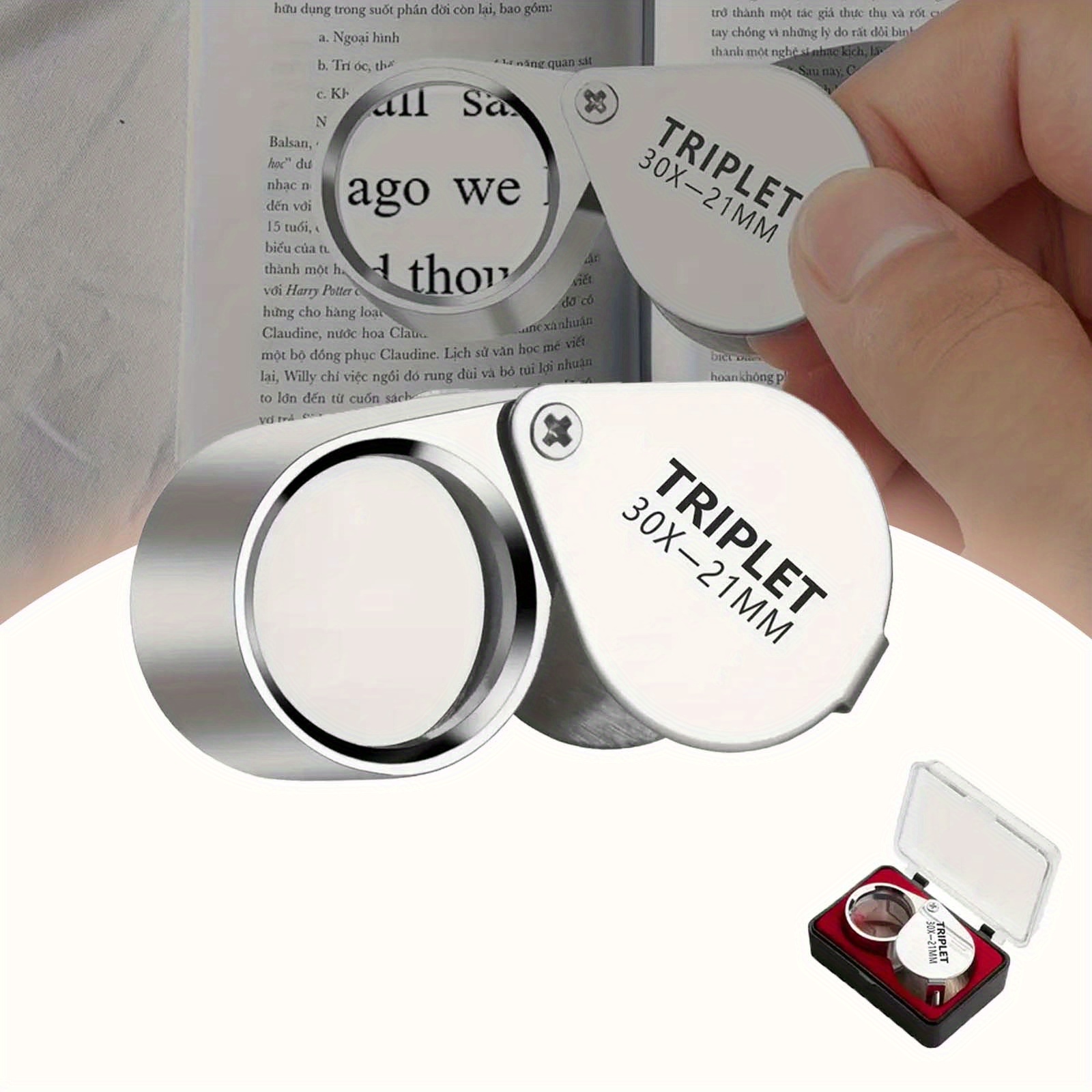1pc Foldable 30x Magnifying Glass With Gift Box For Jewelry