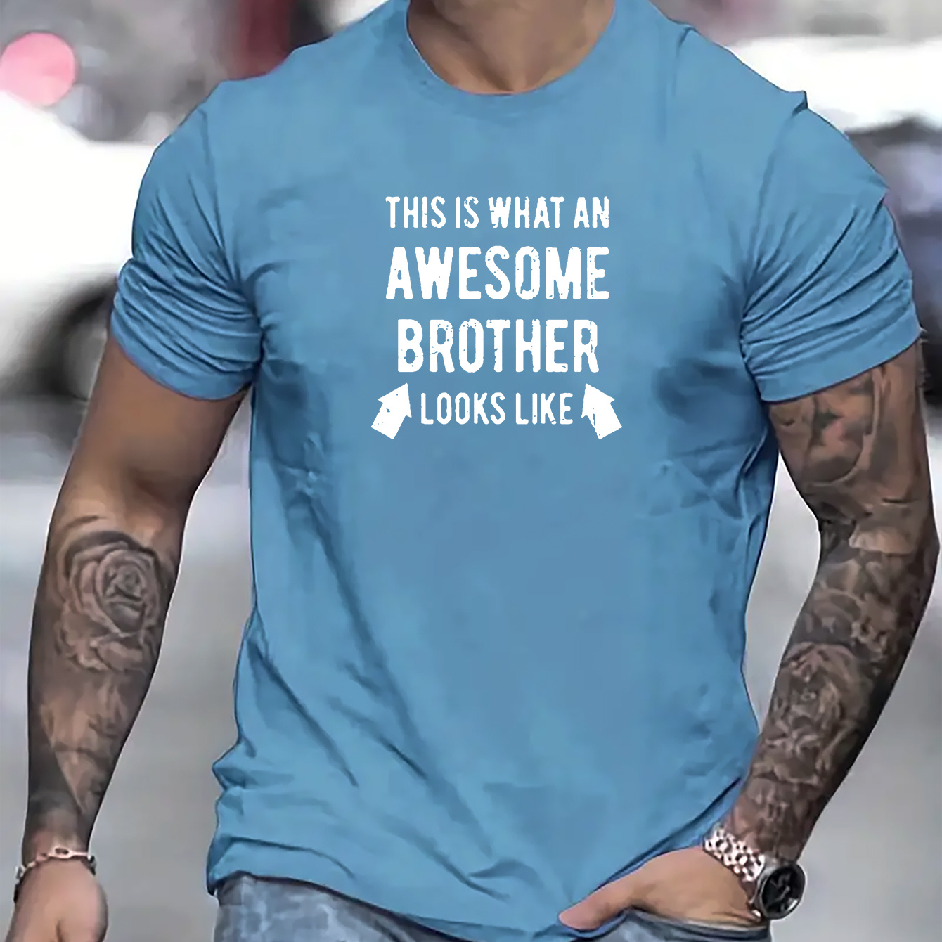 

Awesome Brother Print T Shirt, Tees For Men, Casual Short Sleeve T-shirt For Summer