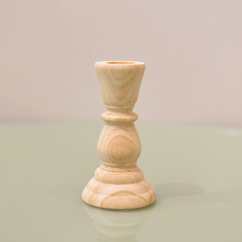 Rustic Farmhouse Roman Column Candle Holder - 4.13" Wooden Pillar Stand For Decor