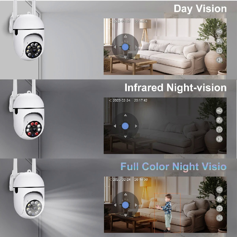 1 2pcs wireless wifi outdoor security camera night vision ai smart tracking surveillance cameras 4x digital zoom 2mp ip camera