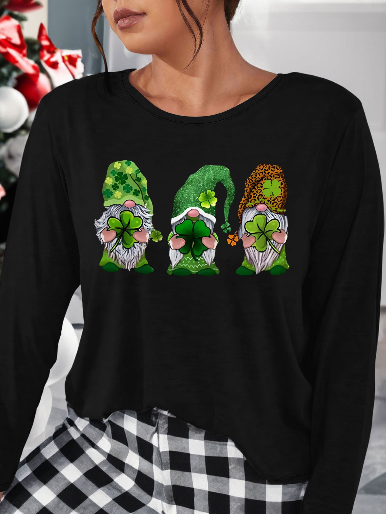 Women's St. Patrick's Day Casual Lounge Top Plus Size Gnomes - Temu