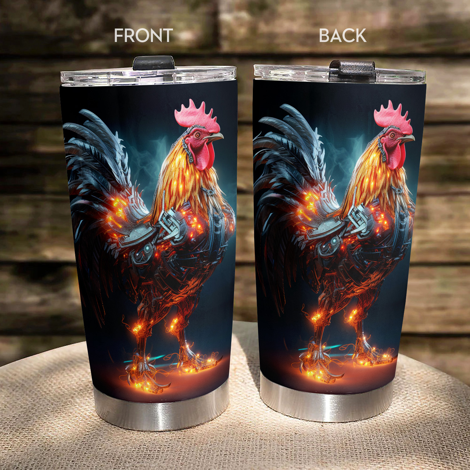 

1pc Cool Rooster Tumbler Mugs 20oz Stainless Steel Vacuum Insulated Tumbler With Lids, Travel Mug Double Wall Water Coffee Cup For Home, Office