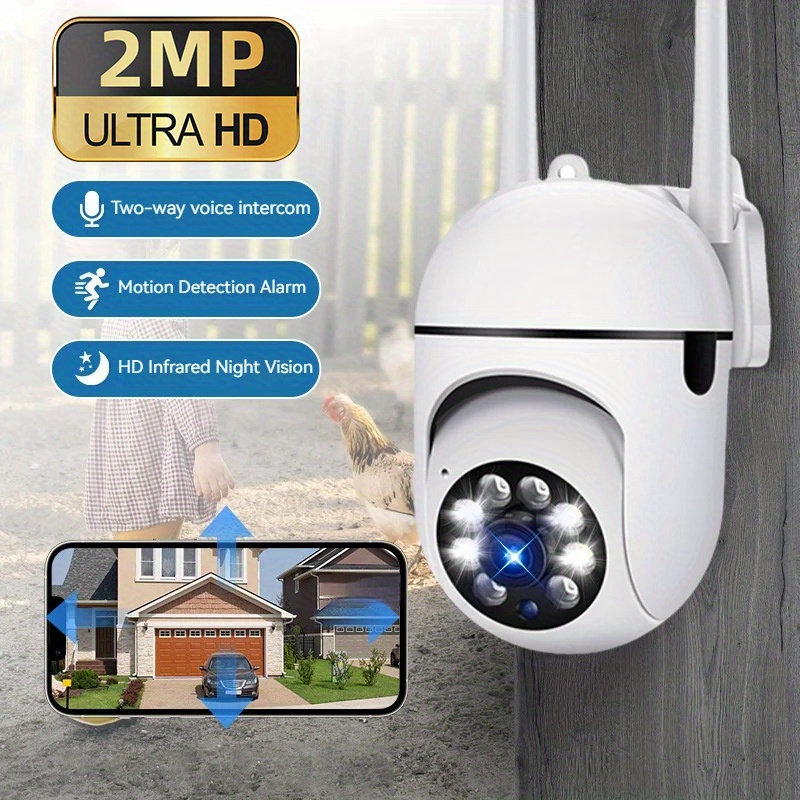 Cámara de seguridad para exteriores, cámara de vigilancia inalámbrica WiFi  para el hogar, visión nocturna, detección de movimiento y visión remota con