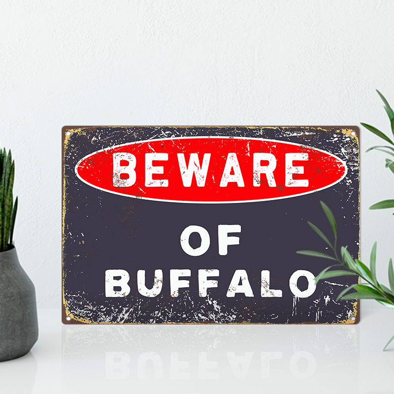 

1pc 8x12inch (20x30cm) Aluminum Sign Metal Sign Beware Of Buffalo Retro Funny Tin Sign Vintage Metal Tin Sign For Wall Decor