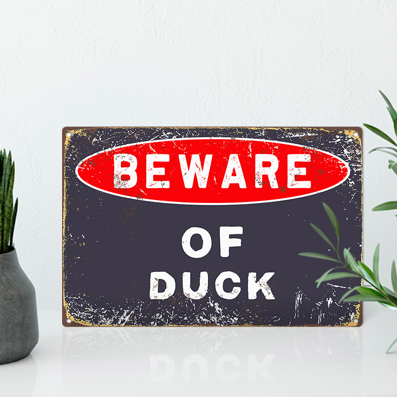 

1pc 8x12inch (20x30cm) Aluminum Sign Metal Sign Beware Of Duck Retro Funny Tin Sign Vintage Metal Tin Sign For Wall Decor