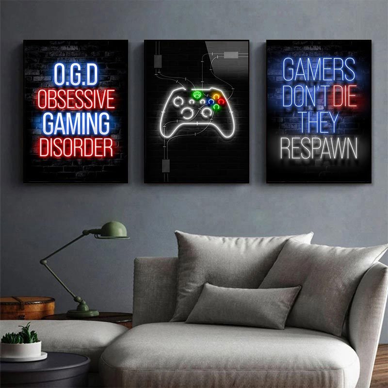 1pc Neon-colored Gaming Room Poster, Game Room Decor, Bedroom Decor, Video  Game Inspirational Poster, Gaming Decor, Esports Bar Entertainment Venue  Decoration, Size 12*8in