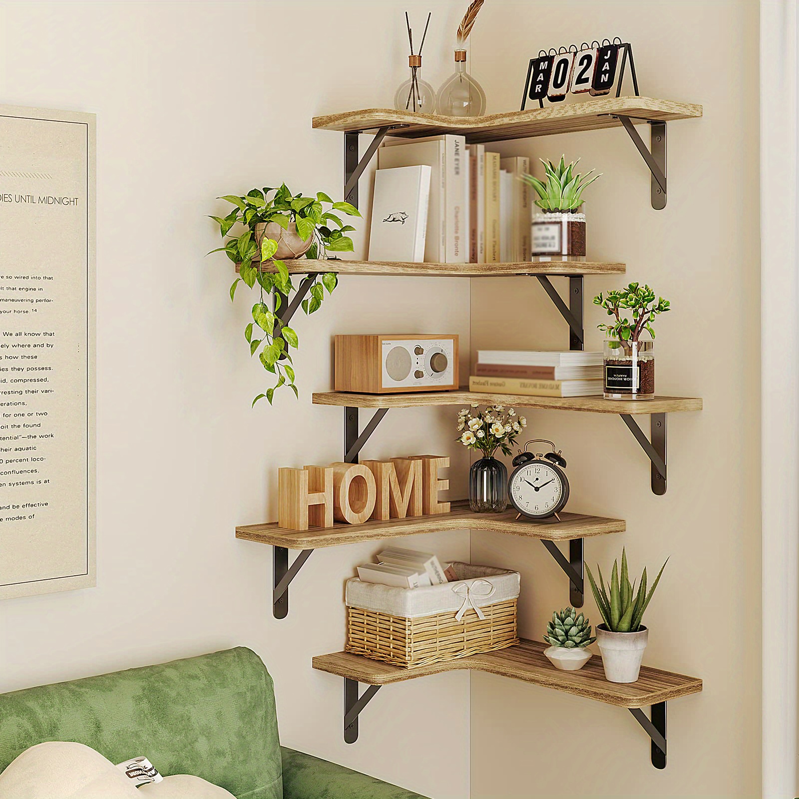 Wooden Corner Bookshelves Wall mounted Multi functional Temu South Africa