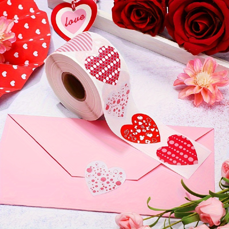 TPALPKT 500Pcs Love Stickers Label Sealing Sticker Red Pink Heart Sticker  Valentine's Envelope Stickers Decoration Gift Scrapbooking Day B7C0 