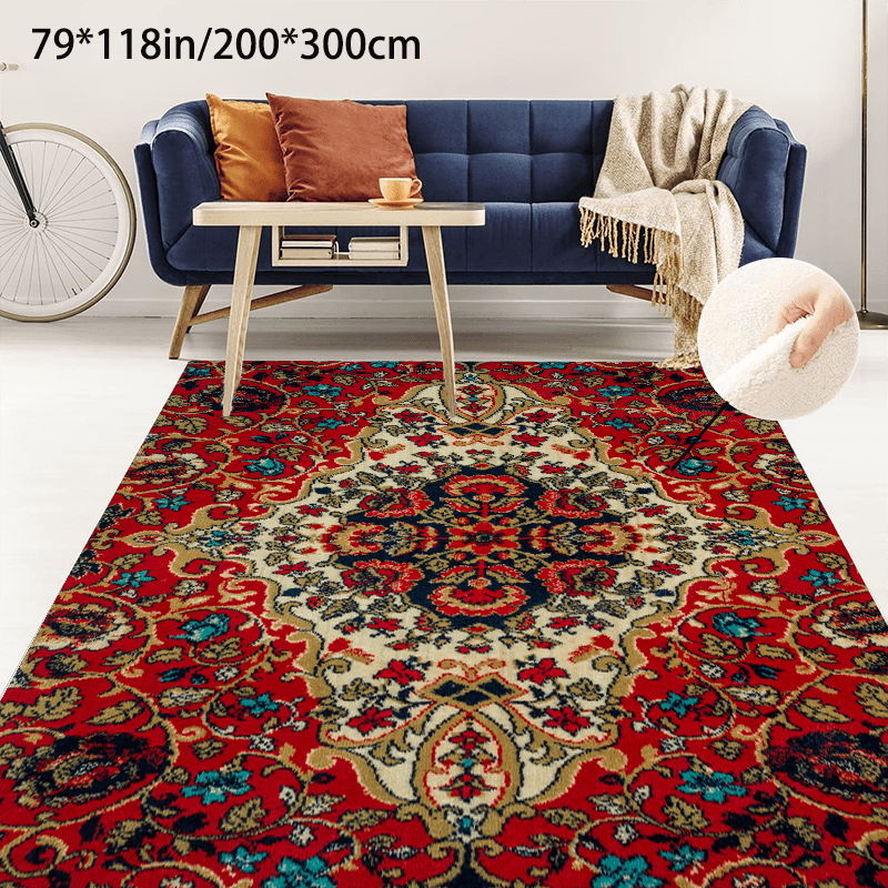 

1pc Boho Style Area Rug, Premium Persian Style Distressed Carpet, Non-slip Washable Foot Pad, Anti-shedding Floating Window Cushion, For Living Room Bedside Accessories Sofa Tea Table Spring Decor