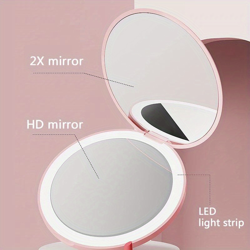 Mini Espejo Maquillaje Plegable Portátil Luz Led Espejo - Temu