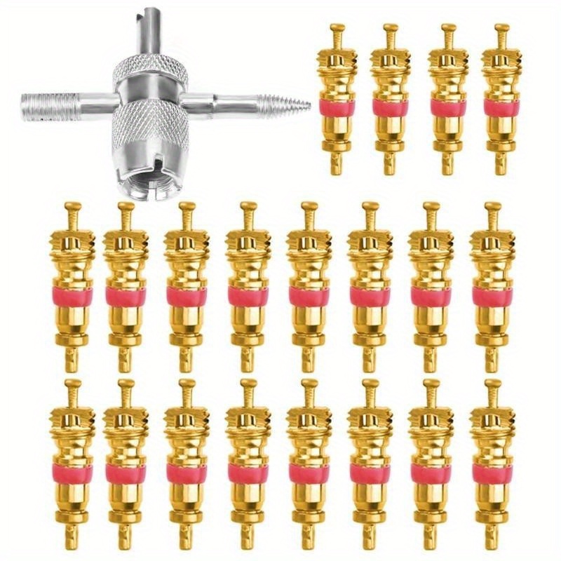 Universal Tire Valve Repair Tool Set with 4 Copper Valve Cores - Durable and Easy-to-Use Tire Valve Maintenance Kit