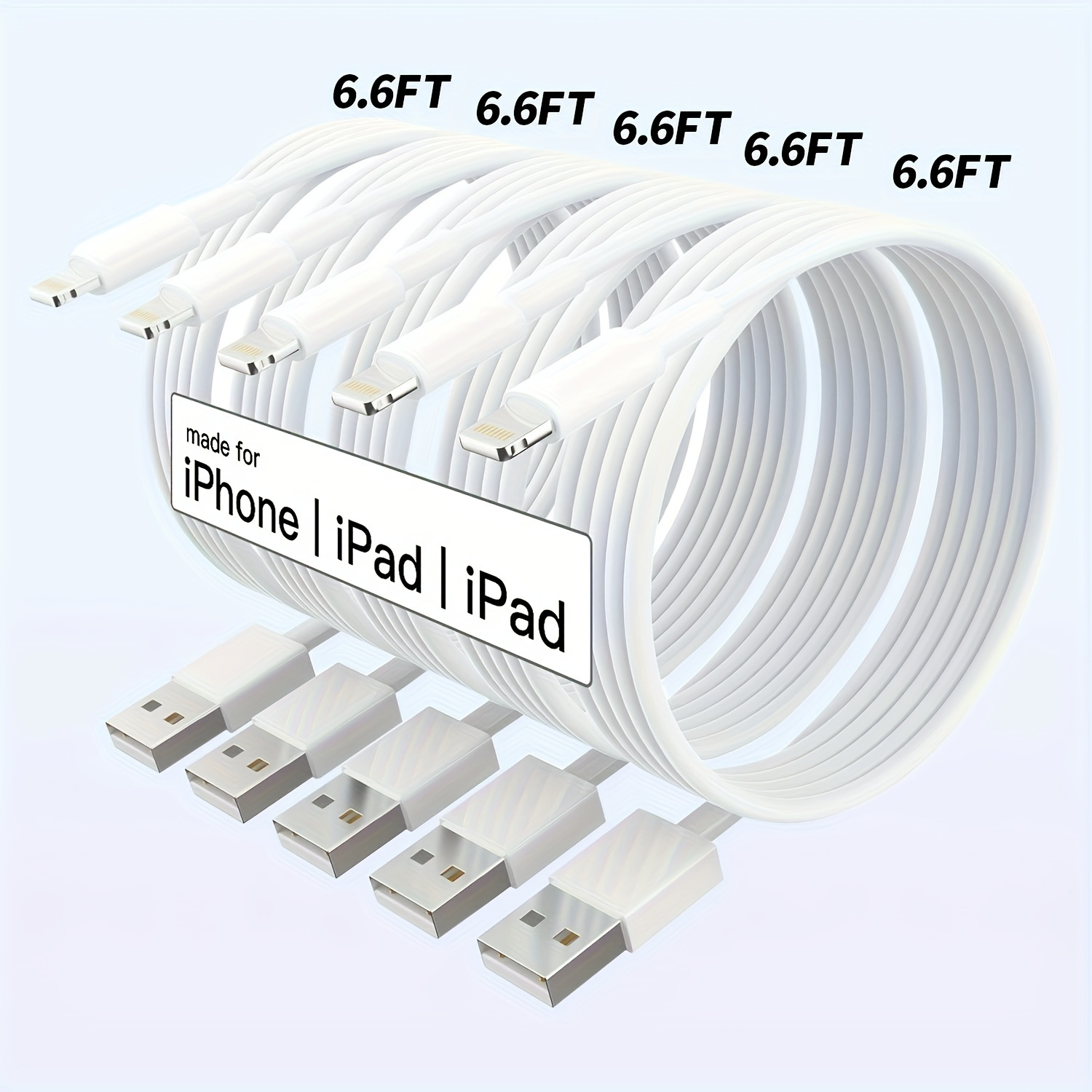  Apple Lightning Cable, cargador rápido certificado por MFI para  iPhone & iPad, cable de carga para iPhone Xs/XS Max, XR, X, 8/8Plus,  7/7Plus, 6/6Plus, iPad Pro/Air 2, iPad Mini 4/3/2, iPod