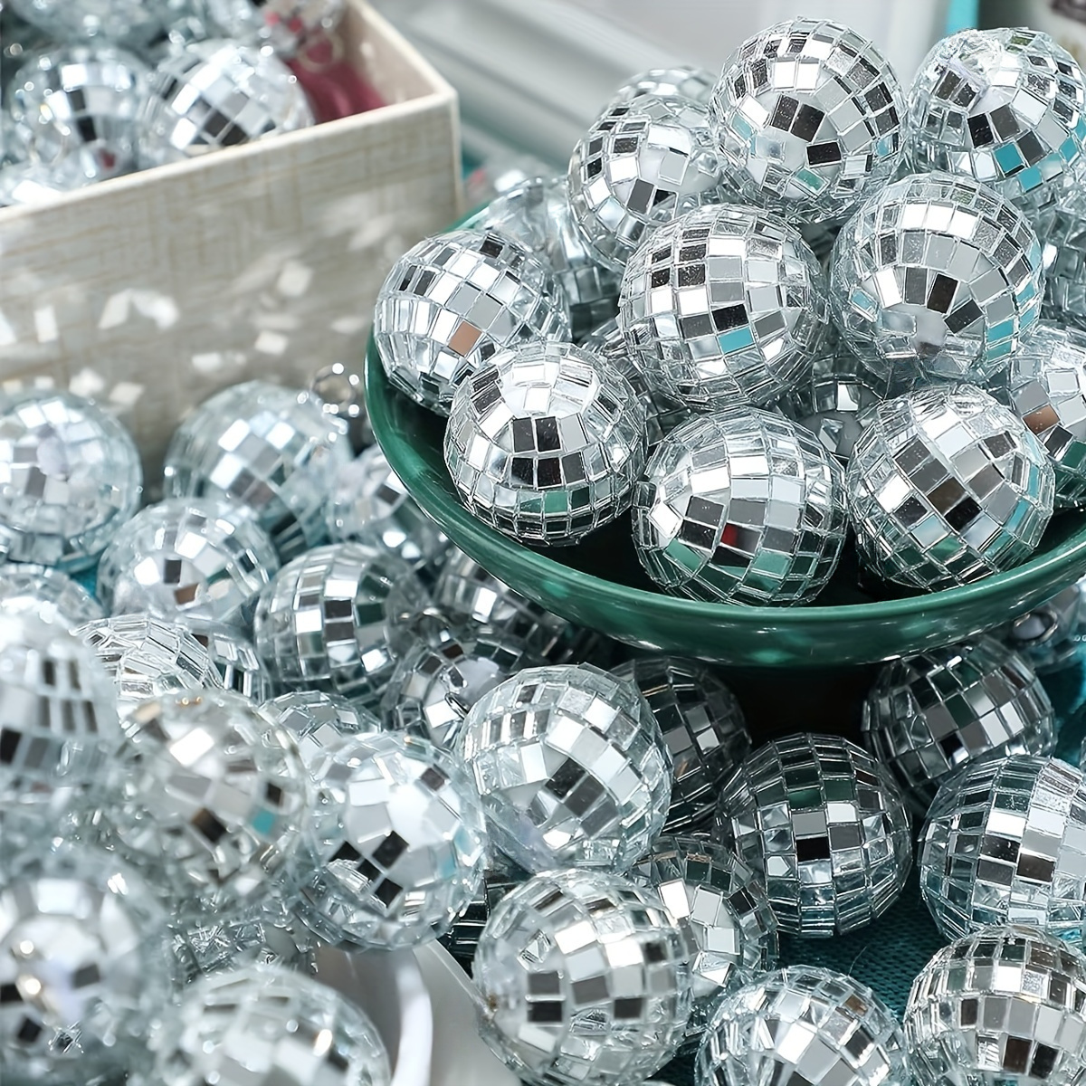 Mirror Disco Ball Silver Hanging Reflective Disco Ball Stage Party Decor 12  inch